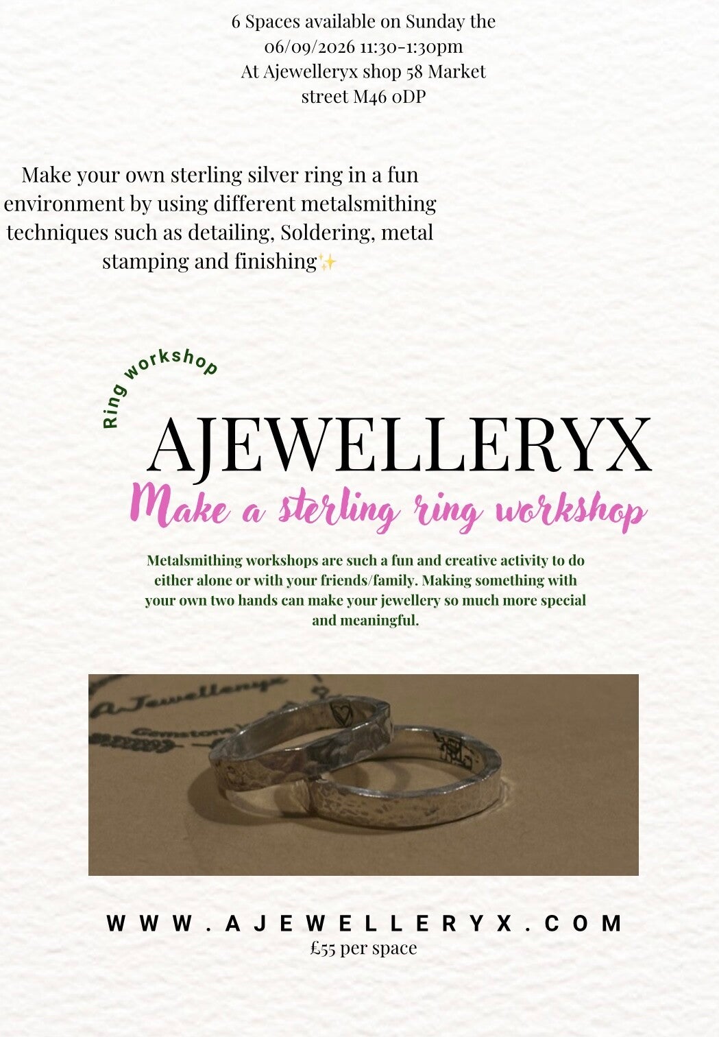 Sterling silver ring making workshop✨