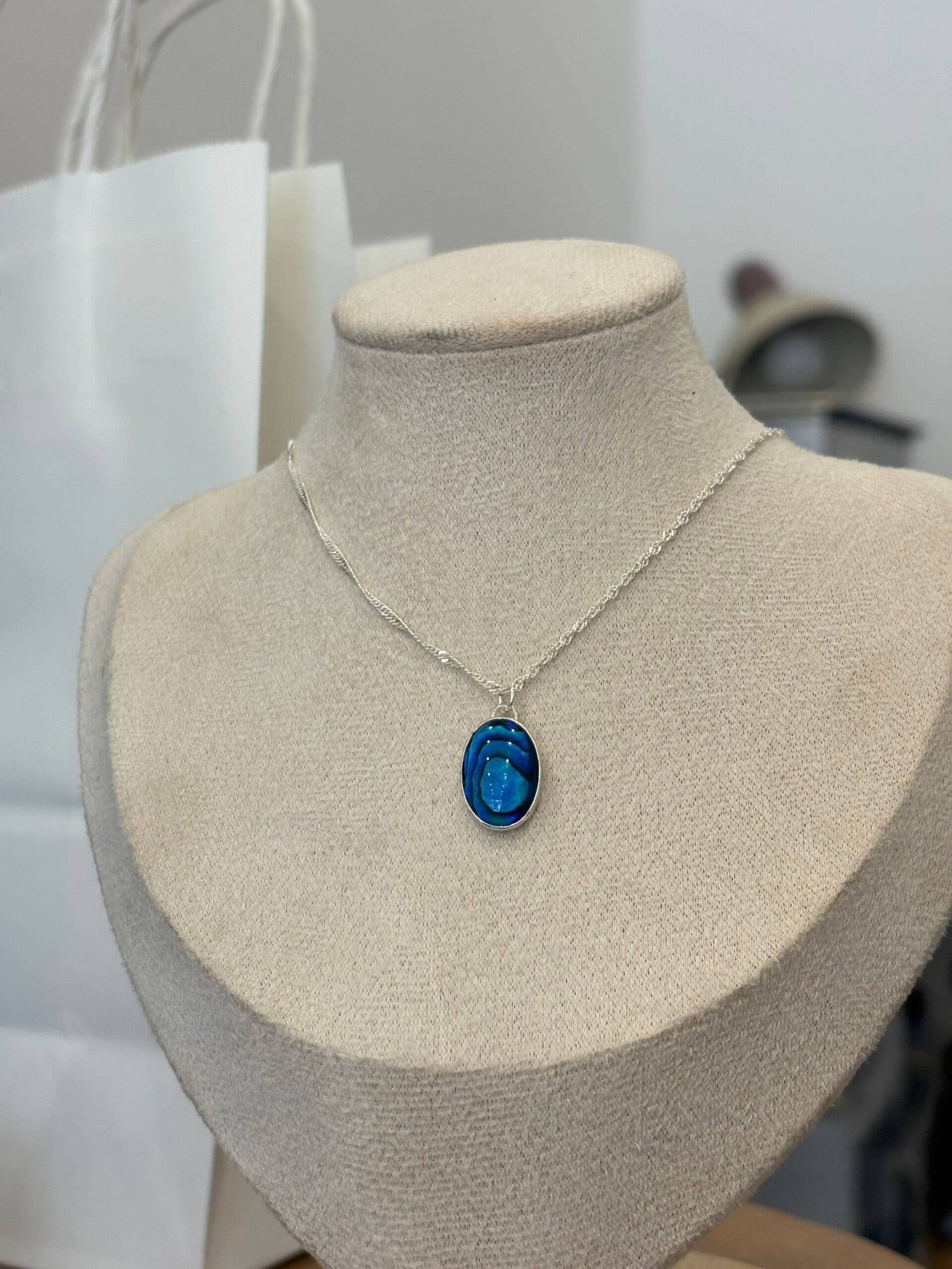 Paua shell silver necklace🐚