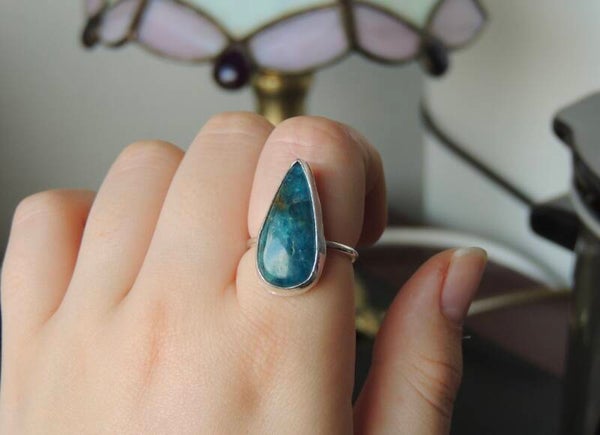 Blue Apatite Sterling silver ring💎✨Size O 1/2