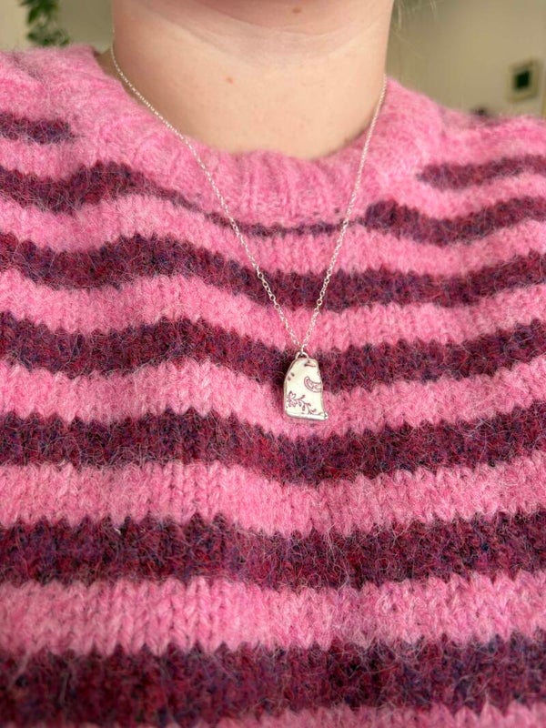 Sea pottery handmade silver necklace✨