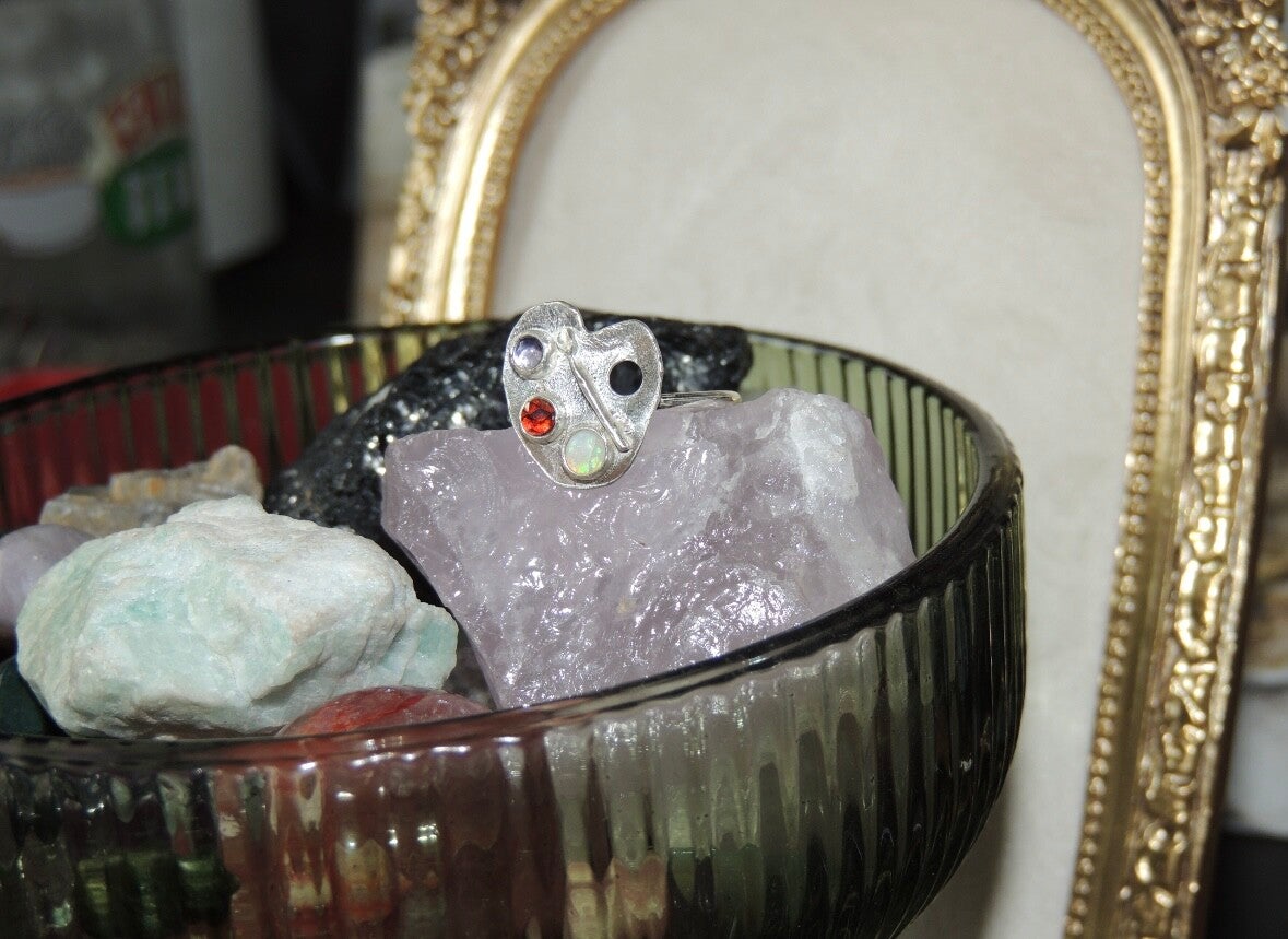 Silver Paint palette ring🎨Size N