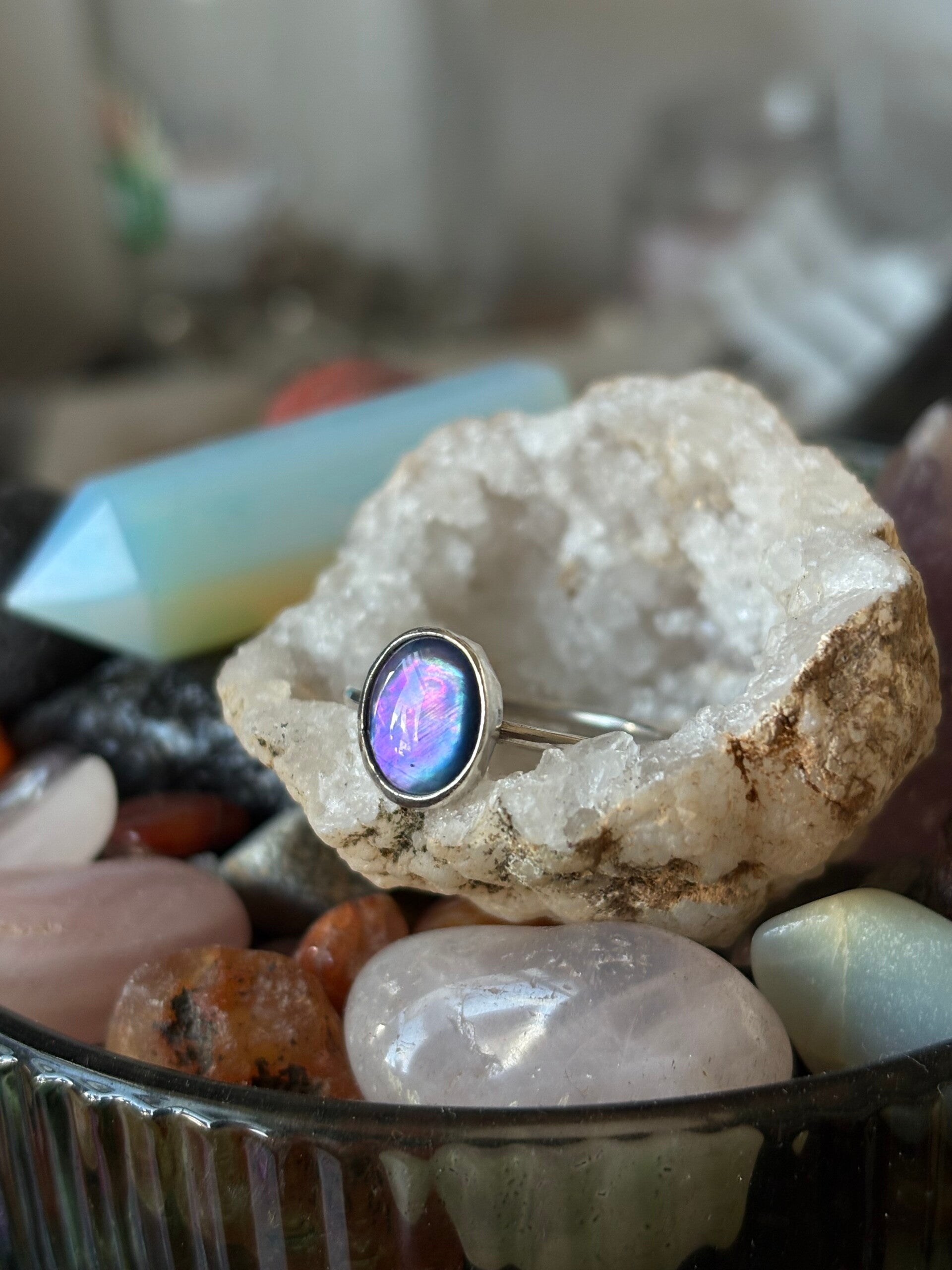 Paua shell sterling silver ring🔮Size V1/2