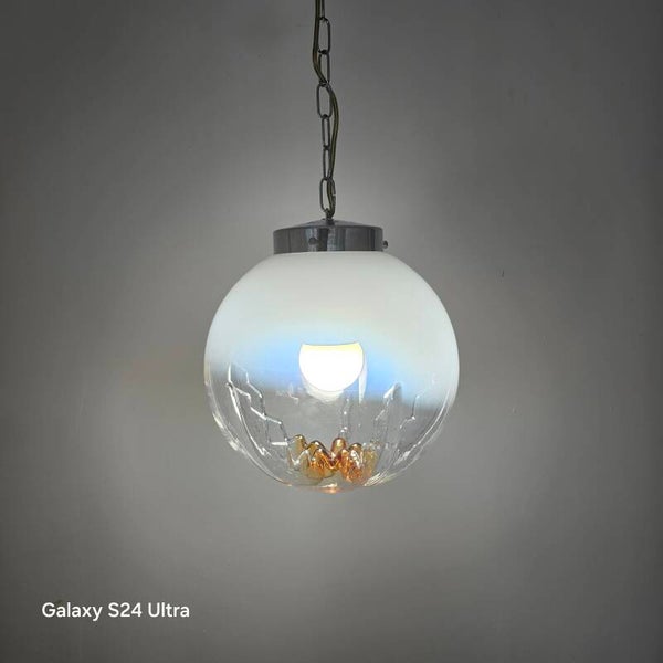 Suspension boule en verre Murano par Mazzega
