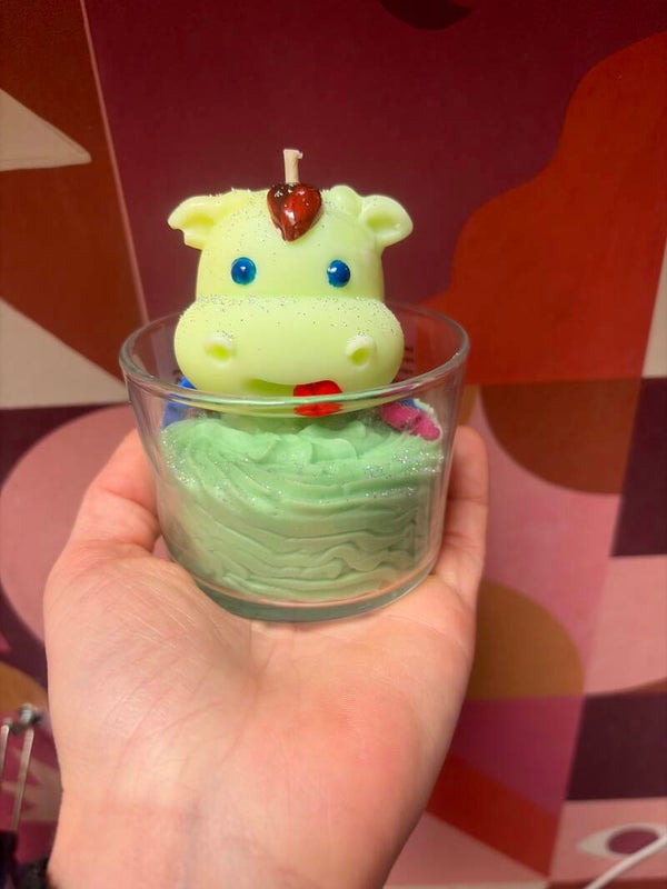 Bougie vache vert fluo