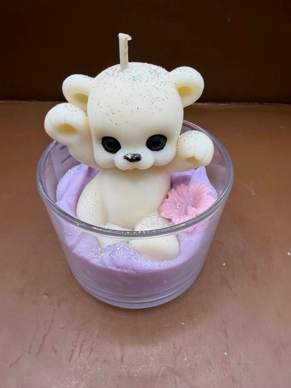 Bougie nounours blanc