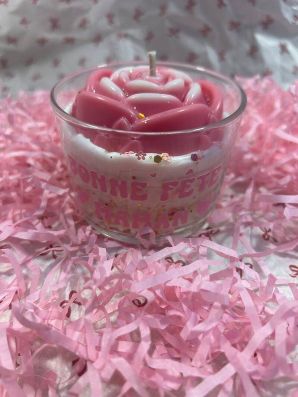 Bougie gourmande parfumée fleur "Linge Propre"