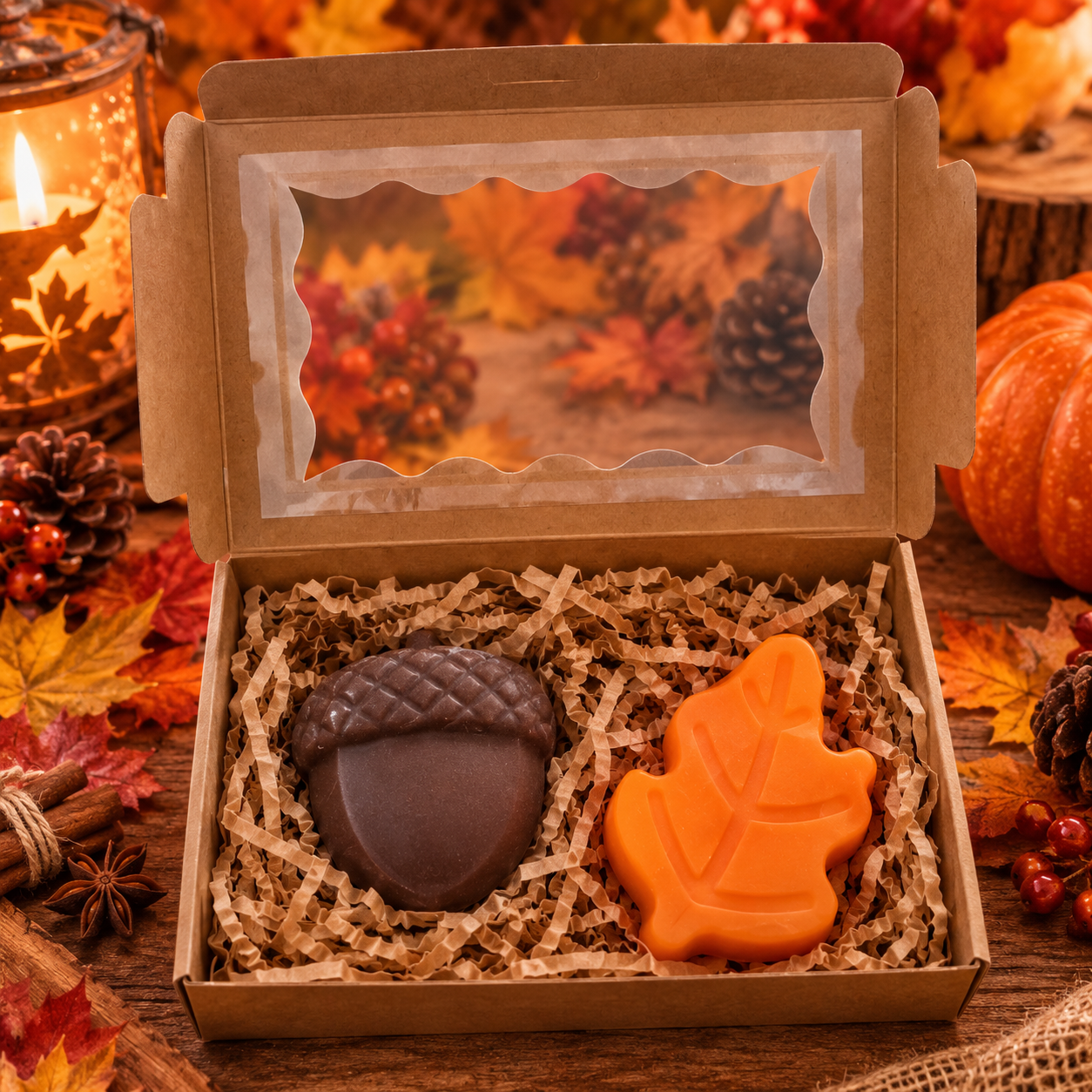 Coffret de fondants parfumés d'automne senteur madelaine et pomme d'amour