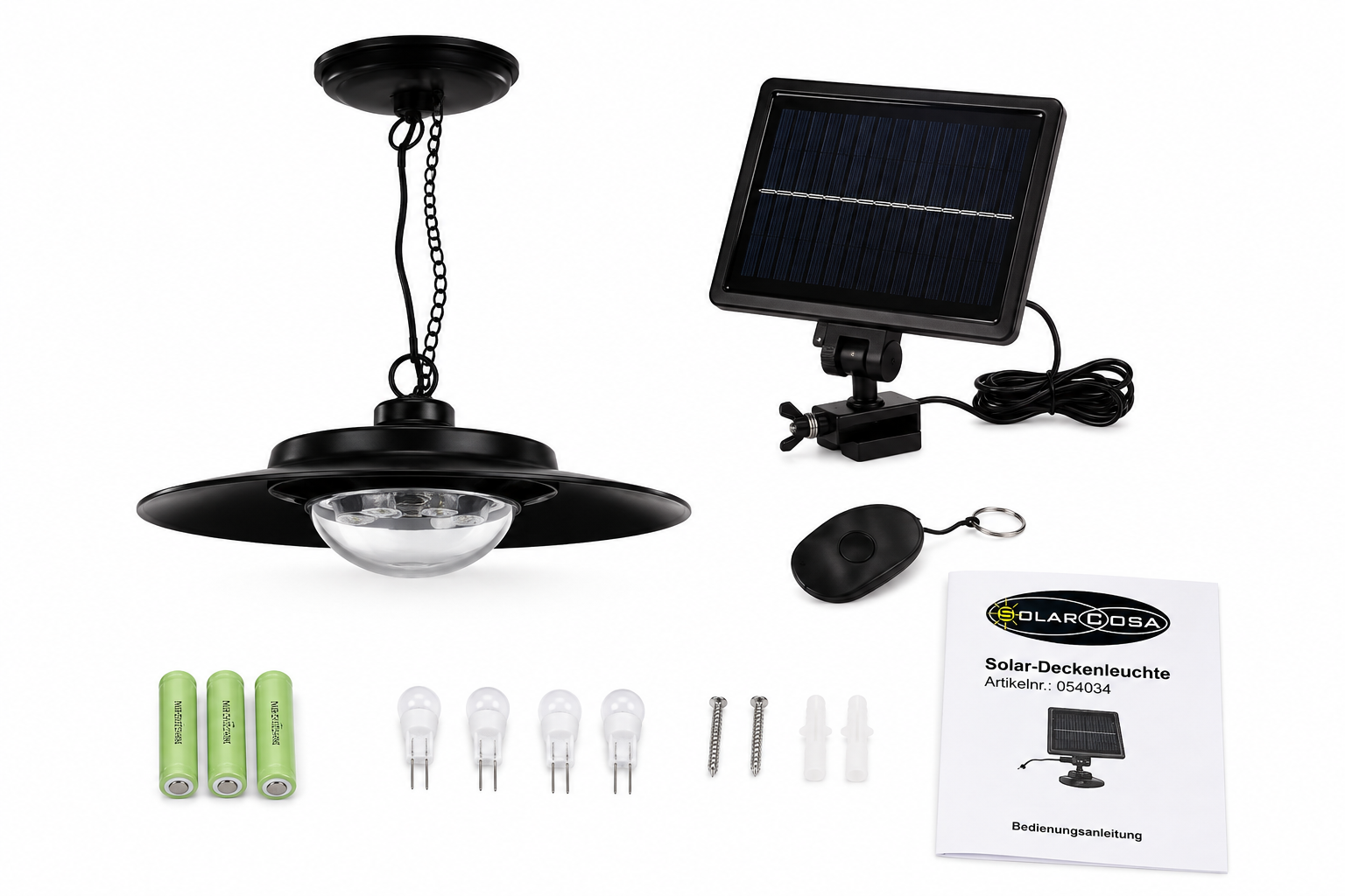 Solar plafondlamp voor schuur,of andere ruimtes zonder stroom nieuw in doos