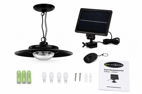 Solar plafondlamp voor schuur,of andere ruimtes zonder stroom nieuw in doos