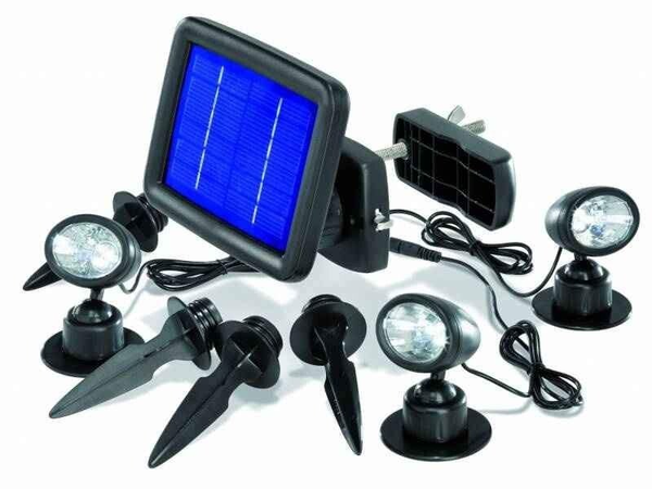 Ecotec Solar LED Tuinspots Set 3 Spots met Zonnepaneel nieuw.
