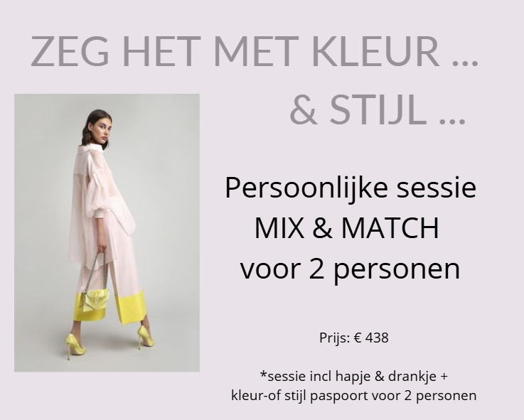Cadeaubon Persoonlijk arrangement MIX & MATCH - kleur & stijl - voor 2p
