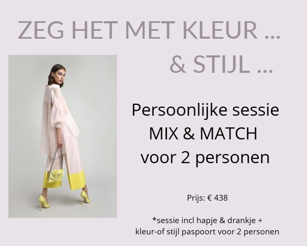 Cadeaubon Persoonlijk arrangement MIX & MATCH - kleur & stijl - voor 2p