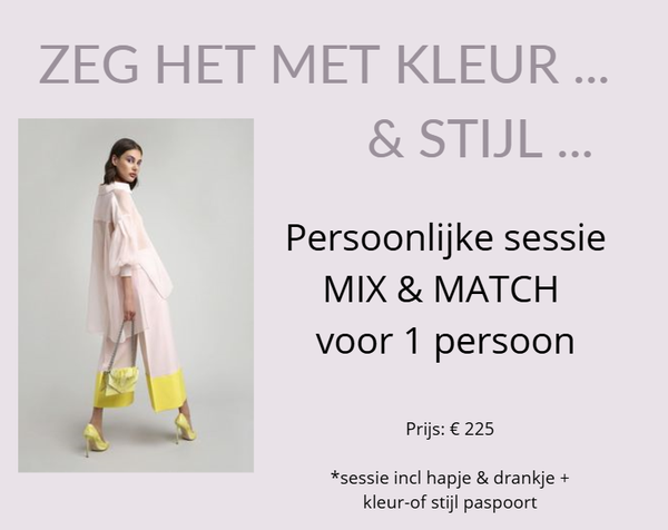 Cadeaubon Persoonlijk arrangement MIX & MATCH - kleur & stijl - 1pers