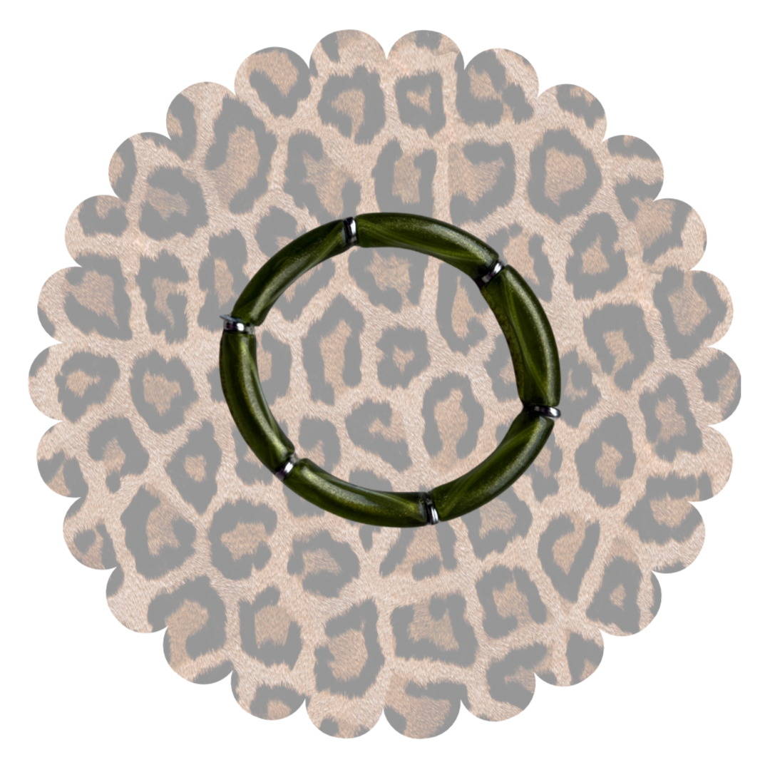 Armband Chunky smal | Groen/Zilver