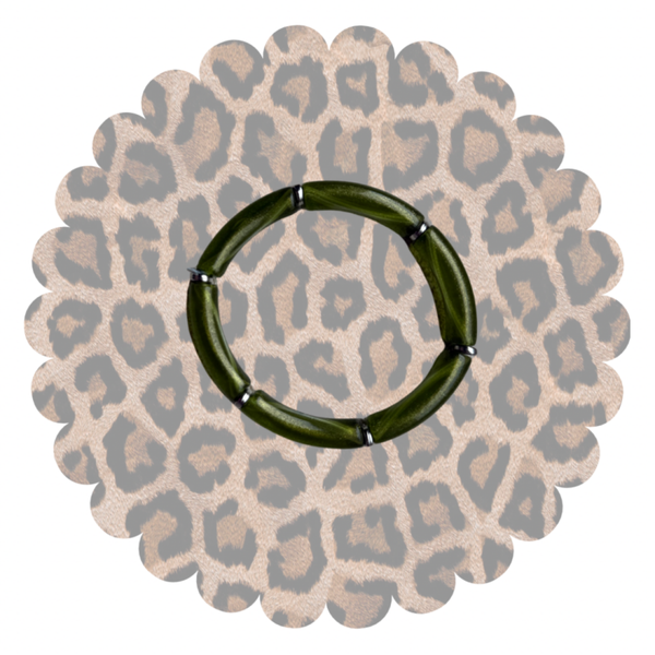 Armband Chunky smal | Groen/Zilver