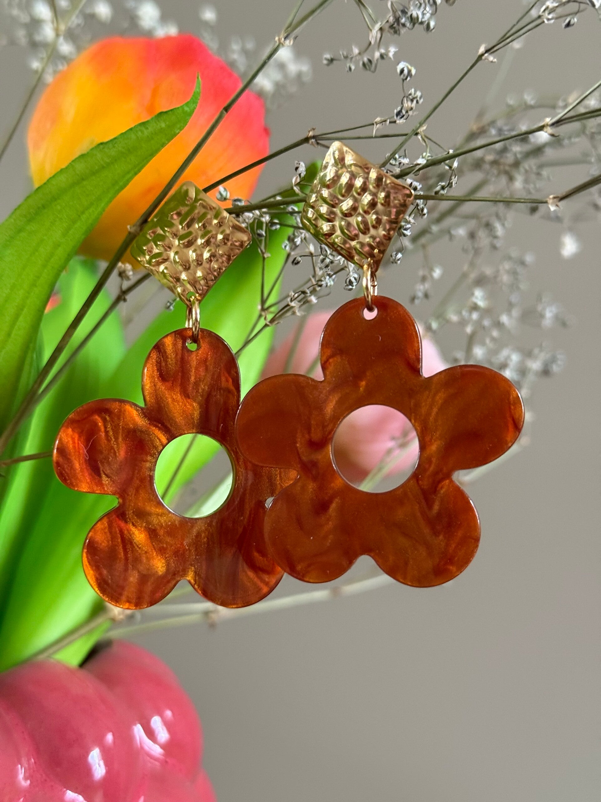 Oorbel Rianne Oranje - Goud