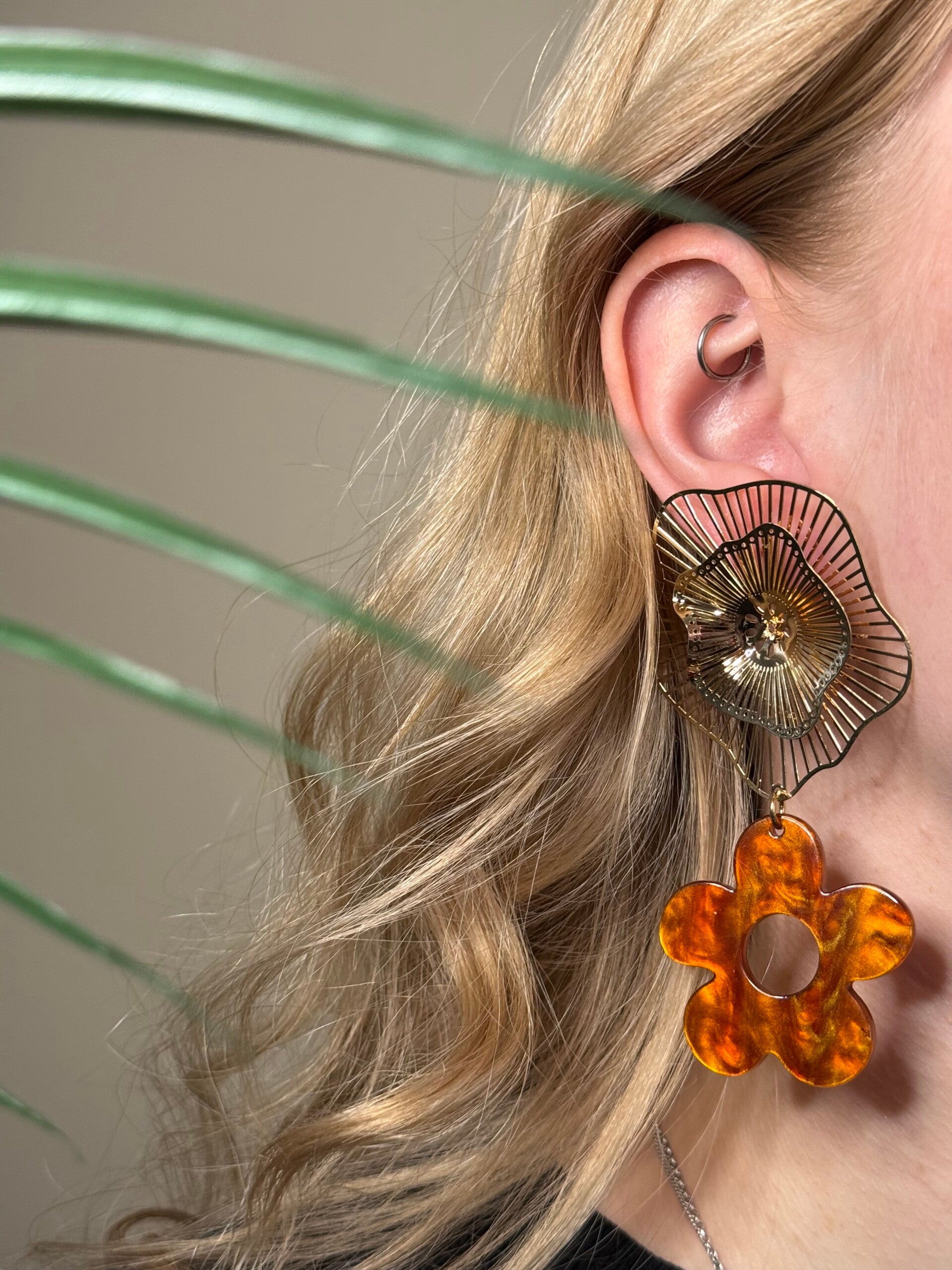 Flower party, goud/terra | Stainless Steel steker