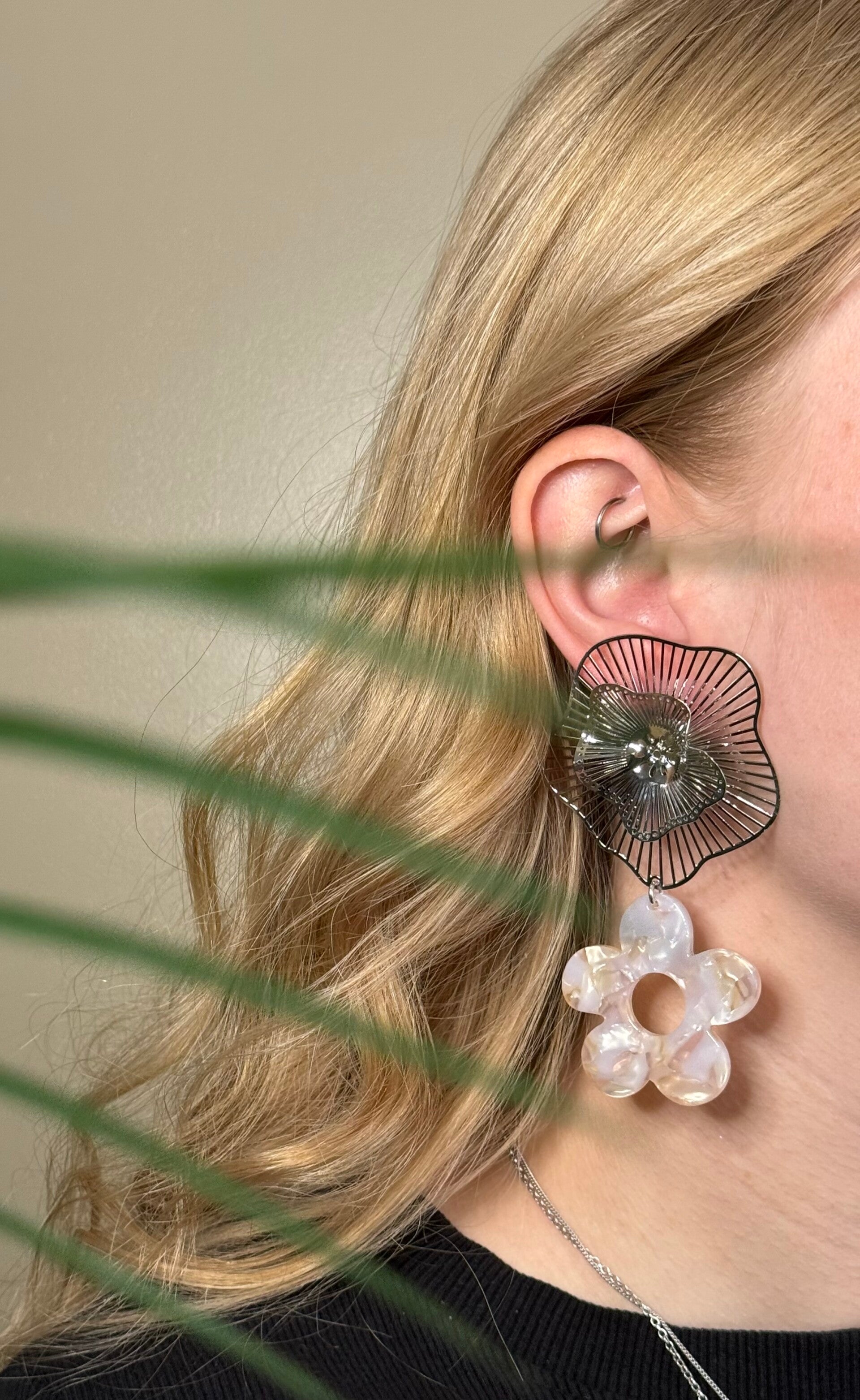 Flower party, zilver/beige | Stainless Steel steker