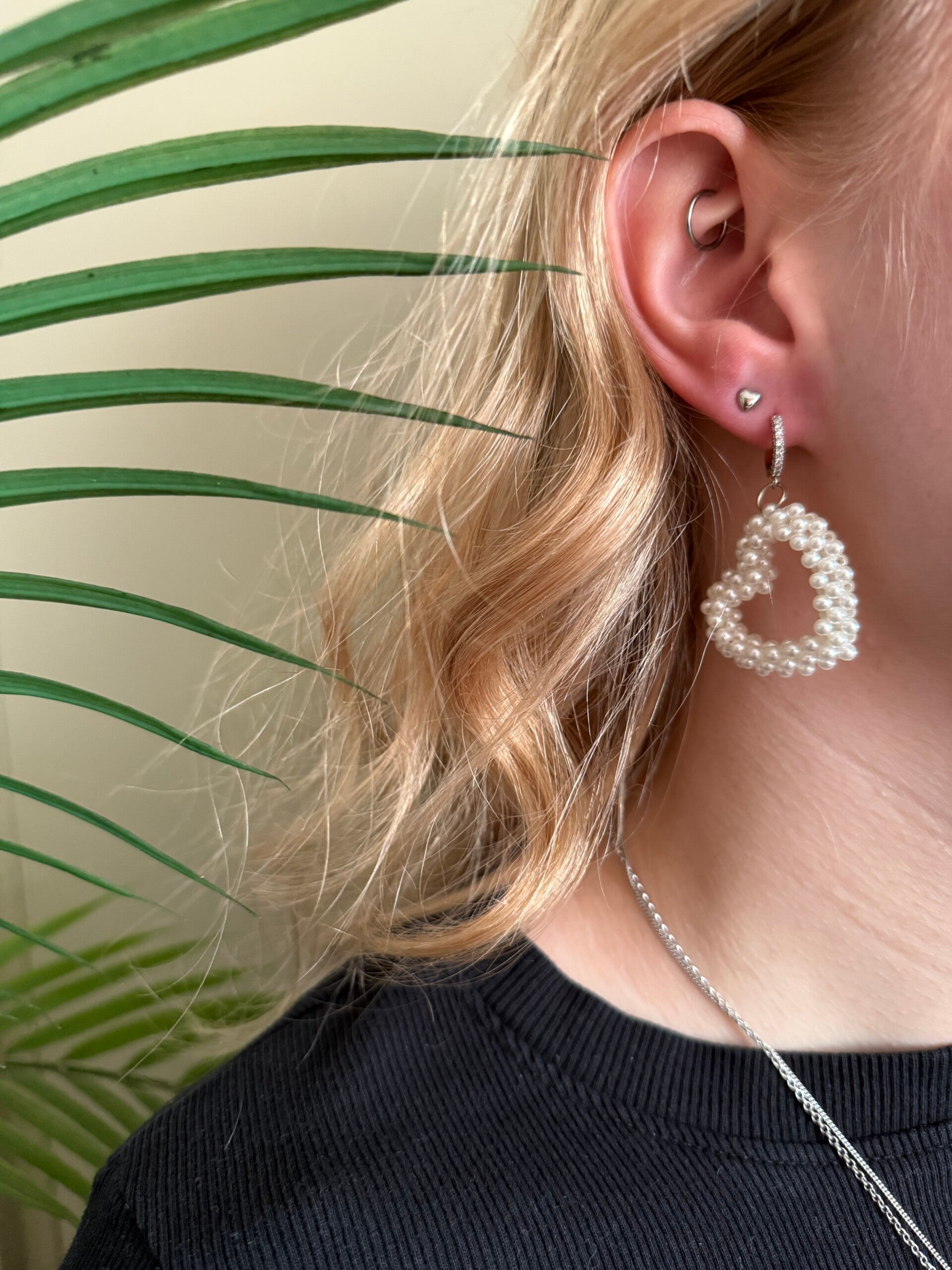 Pearl heart, goud | Stainless Steel steker