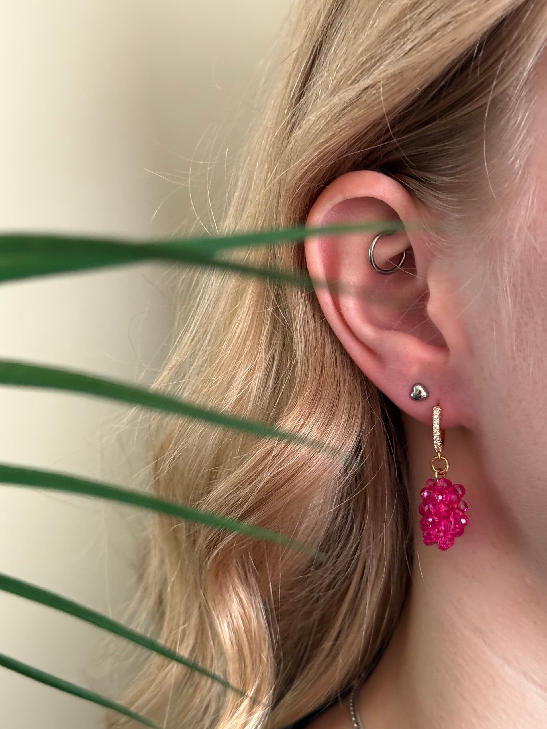 Pink round, goud | Stainless Steel steker