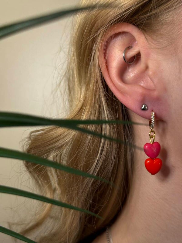 Color hearts, goud/roze-rood | Stainless Steel steker