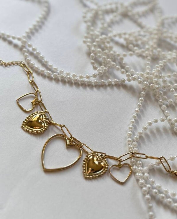 Open hearts, goud |Stainless Steel armband