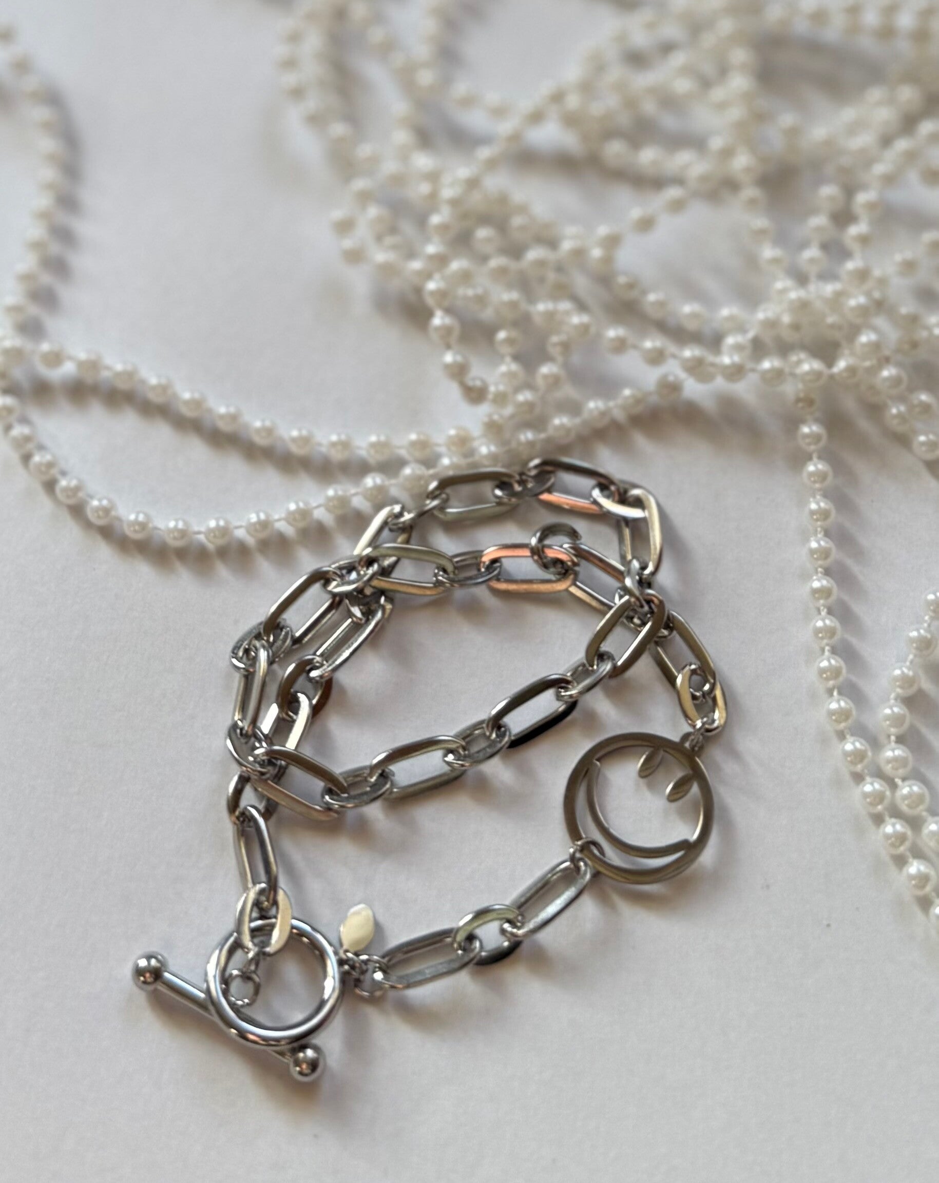 Smile dubbel, zilver | Stainless Steel armband