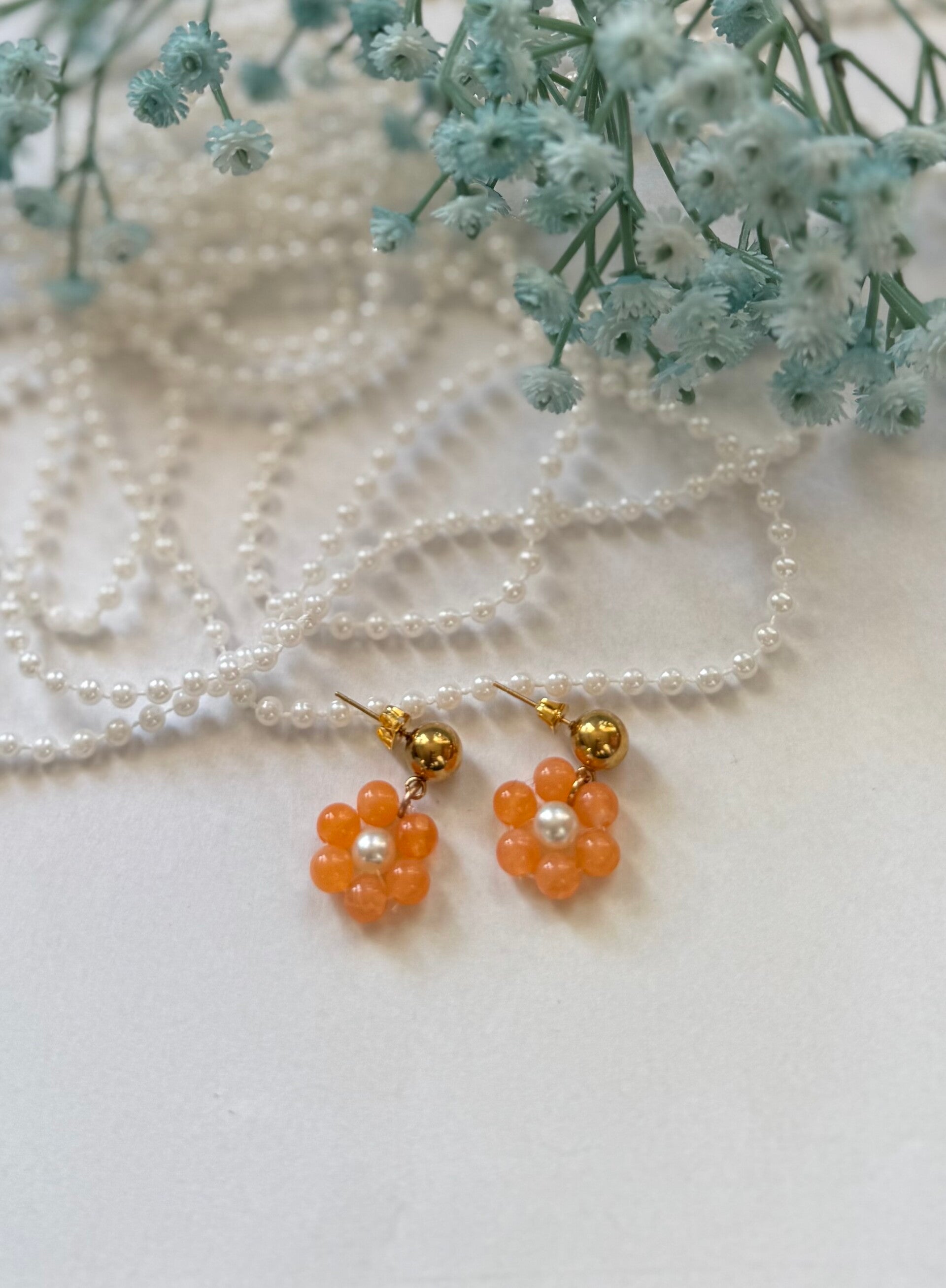 Flower pearl, goud/oranje | Stainless Steel steker