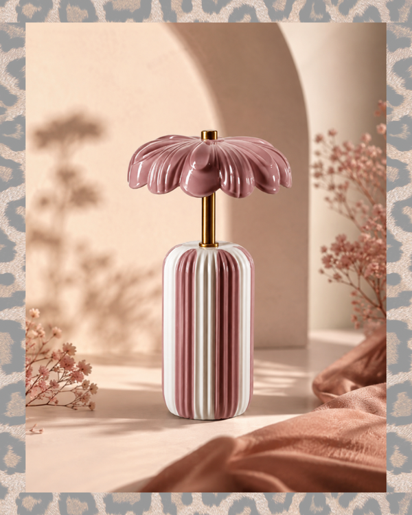 Elva ledlamp, striped beige/oud roze (werkt op batterijen)