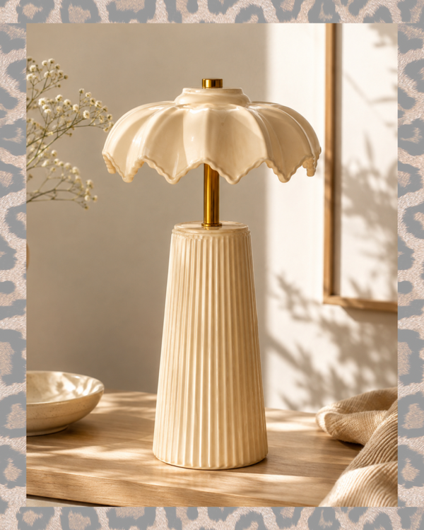 Tara ledlamp, beige (werkt op batterijen)