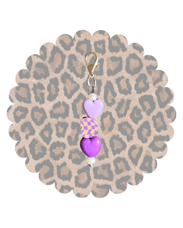 Charm - handmade hartjes paars