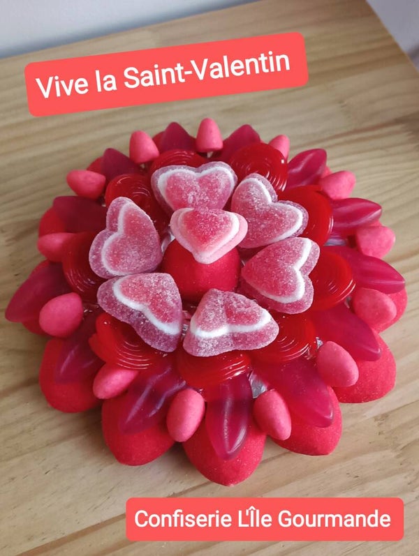 Tarte Saint-Valentin rouge 15cm