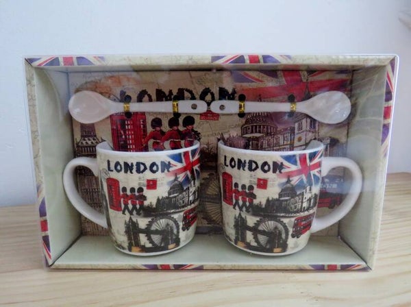 Coffret 2 mugs anaglais - beige