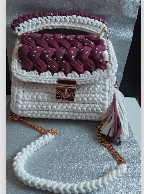 Sac à main blanc ,bordeaux