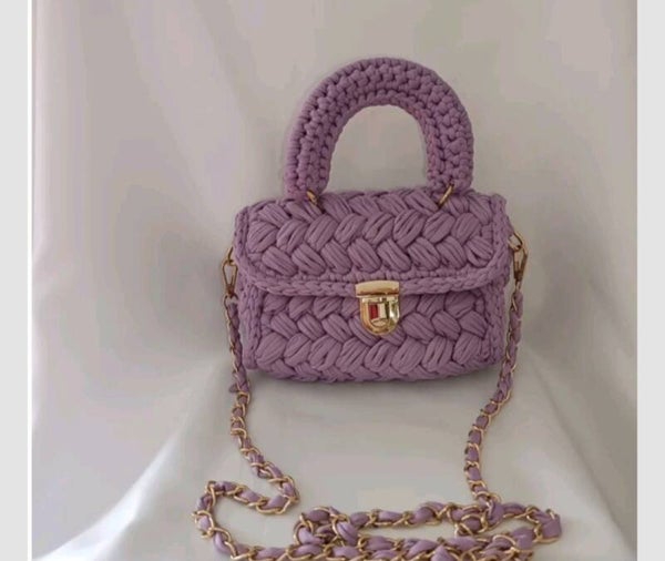 Sac à main tressé Mauve
