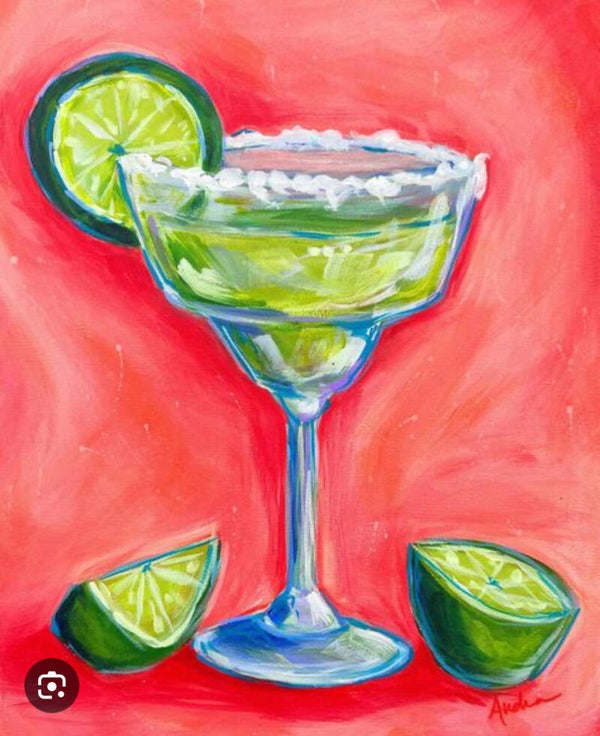 Margarita glass  (1) Pre-drawn canvas kit.