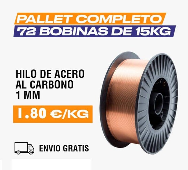 1 pallet (72 bobinas de 15 Kg) hilo de acero al carbono ER70S-6 SG2 1,0 mm