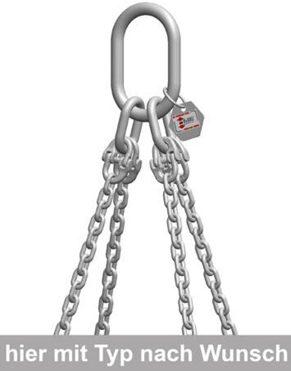 4-Strang-Kettengehänge mit Standard-Aufhängering, Güteklasse 6 (INOX-Edelstahl)