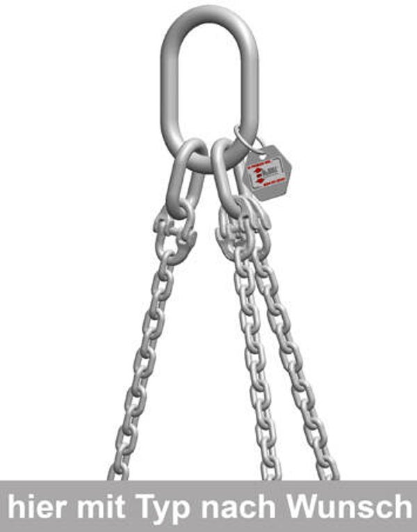 3-Strang-Kettengehänge mit Standard-Aufhängering, Güteklasse 6 (INOX-Edelstahl)