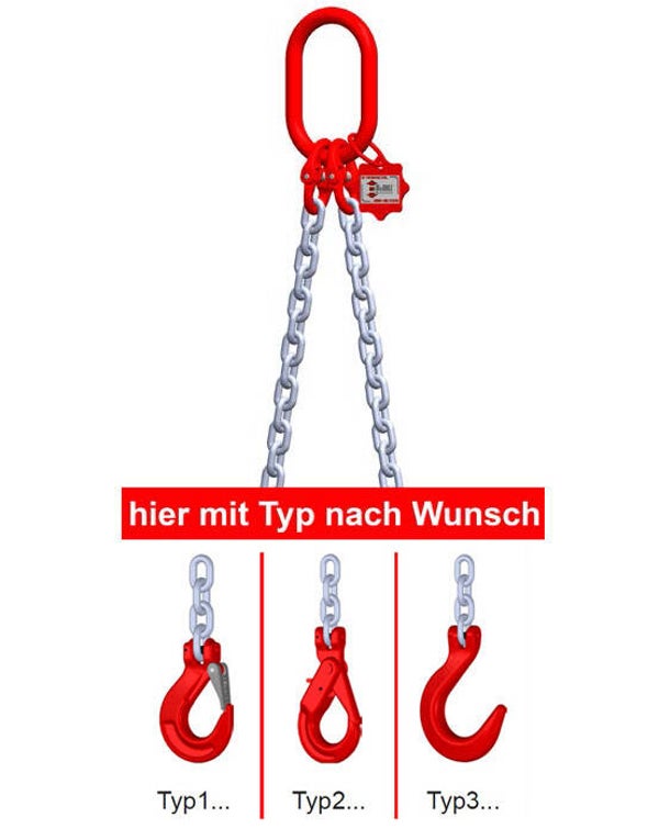 2-Strang-Kettengehänge, mit galvanisch verzinkter Kette