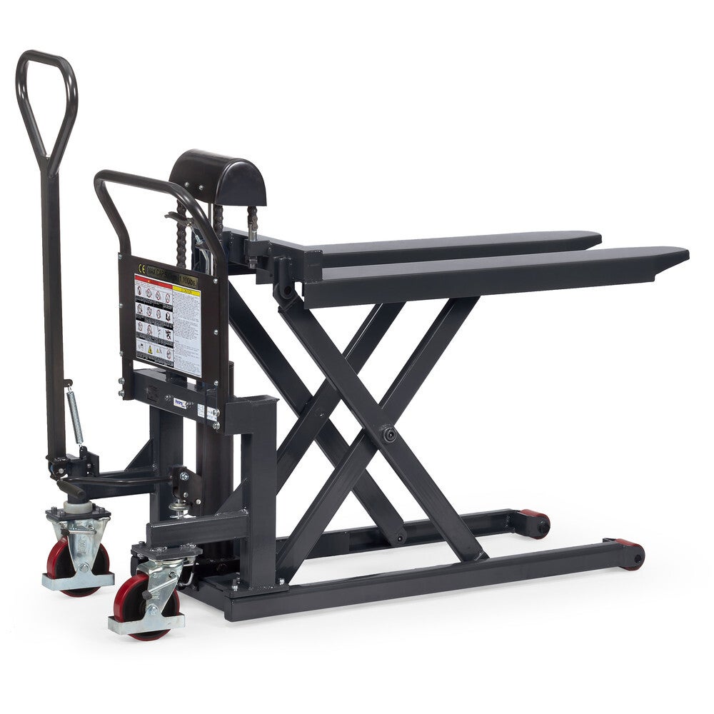 fetra® Scheren-Hubwagen mit Schiebebügel und Lenkdeichsel