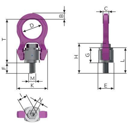 Maßzeichnungen und Abmessungen von RUD Anschlagwirbel - ACP-TURNADO - metrisch