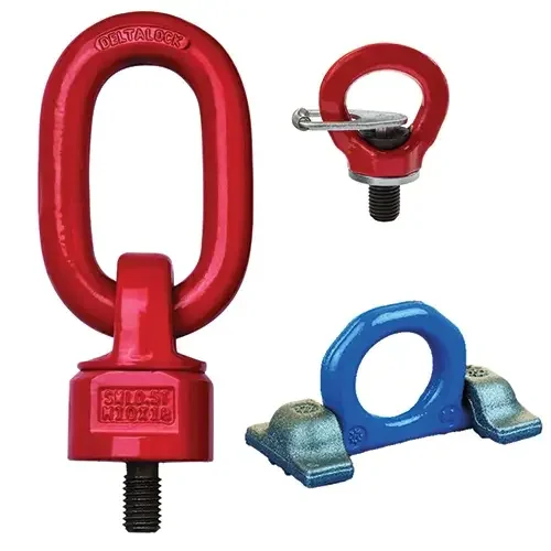 Anschlagpunkte und Ringschrauben für Hebetechnik – drehbare und feste Lastaufnahmepunkte zum sicheren Heben, Anschlagen und Transportieren von Lasten.