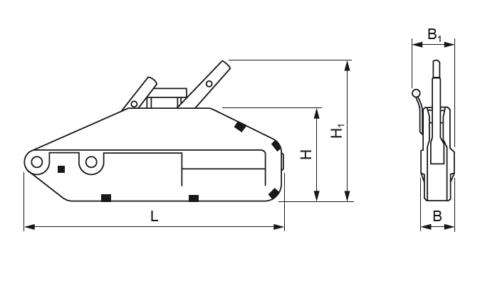 Maßzeichnungen und Abmessungen von Yale® Y 05 ST Seilzug, Tragfähigkeit 500 kg