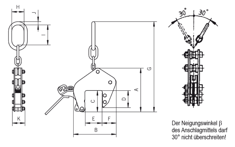 Maßzeichnungen und Abmessungen von Yale® TAG Allzweckgreifer