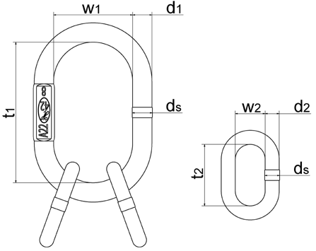 Maßzeichnungen und Abmessungen von Güteklasse 6 (INOX Edelstahl) - Aufhängeköpfe ohne Flachstelle nach EN 1677-4, für 3- und 4-strängig