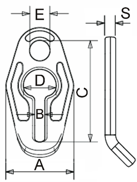 Maßzeichnungen und Abmessungen von Güteklasse 6 (INOX Edelstahl) - Verkürzungsklauen