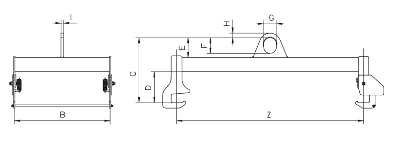 Maßzeichnungen und Abmessungen von TTS Gitterboxtraverse 1t 1240-810mm