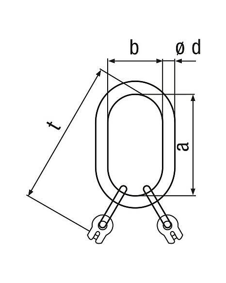 Maßzeichnungen und Abmessungen von ENORM Sonderaufhängekopf ESAK 3/4 mit Gabelverbinder für Einfachkranhaken Nr. 8 - Nr. 40