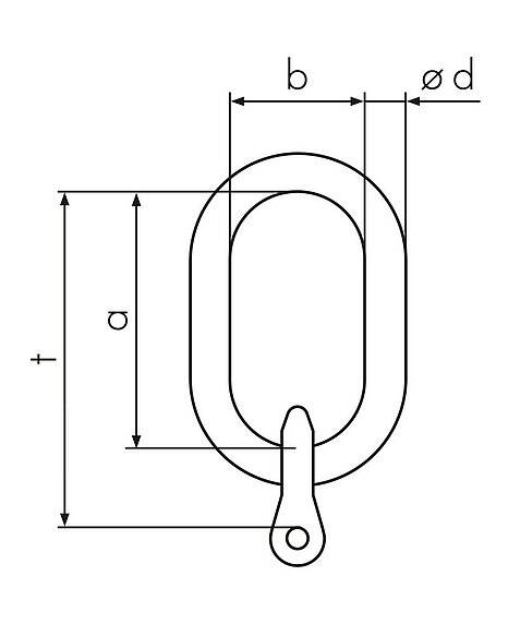 Maßzeichnungen und Abmessungen von ENORM Sonderaufhängekopf ESAK 1 mit Gabelverbinder für Einfachkranhaken Nr. 8 - Nr. 40